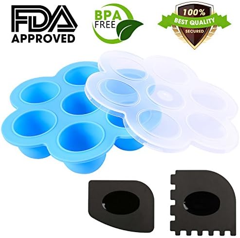 Silicone Egg Bites Molds for Instant Pot Accessories, Fits Instant Pot 5,6,8 qt Pressure Cooker, Reusable Storage Container and Baby Food container with Lid, Pan Scraper and Grill Pan Scraper