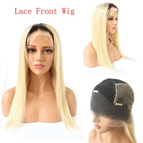 XRS Hair Wig #1B/613 Blonde Ombre Lace Front Wig for Women With Baby Hair Pre Plucked Hairline Brazilian Virgin Human Hair Wigs Straight Glueless Lace Wigs 12 Inch
