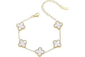 GEWK Cat Lucky Clover Bracelet for Women Men Girls Boys 18K Gold Plated Trendy Link Bracelets Adjustable Plated Jewelry Christmas Wedding Birthday Best Gifts