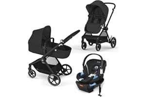 Cybex EOS 5-in-1 Travel Stroller + Aton 2 Infant Car Seat with SensorSafe & Load Leg – Converts from Carriage to Reversible T