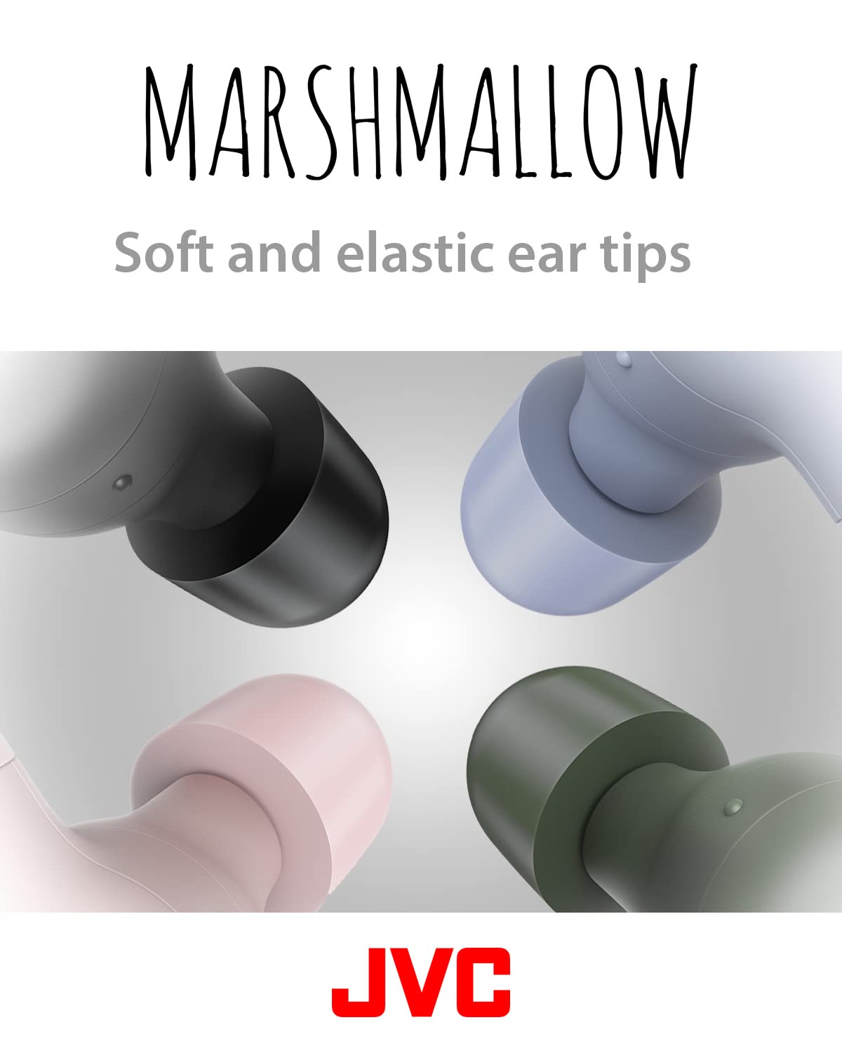 JVC Marshmallow True Wireless Bluetooth 5.3 Earbuds – 28H Battery, Memory Foam Earpieces for All-Day Comfort, IPX4 Water Resistant, Mic, Compact Case, for iPhone & Android