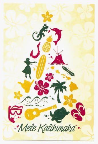 Hawaiian Icons Gift Tree Christmas Cards / 10