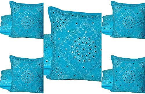Indian Decor Handmade Cotton Cushion Cover Pillow Covers, 16 X 16 Inches, 5 Piecec Lot Pc 10