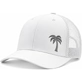 LINDO Trucker Hat [ Palm Tree Design ] for Men and Women: Mid Profile Cap with Breathable Mesh Back and Adjustable Snap