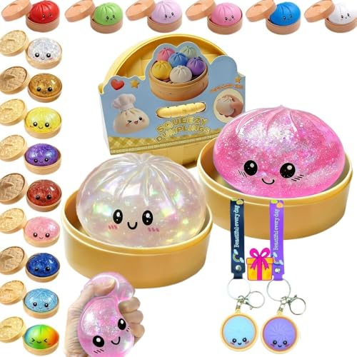 Genérico New Dumpling Squishy, Glitter Dumpling Squishy Mystery, Sparkly Dumplings Squishies Sorpresa for Adults, Mystery Dumplings Squishies for Office & Home Use (Random-2PCS)
