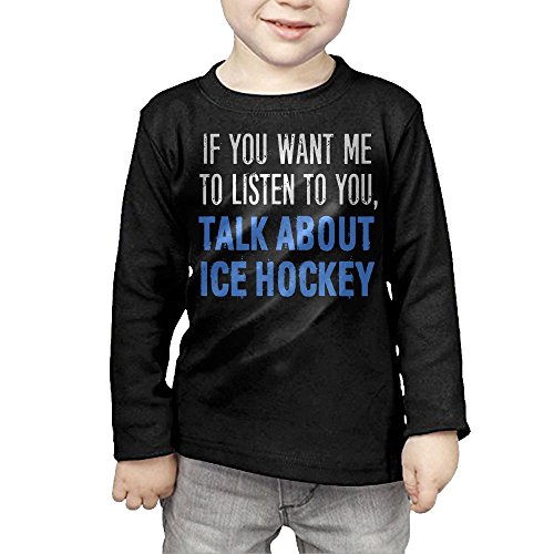 ZheuO Boys & Girls Baby Rude Ice Hockey Cozy 100% Cotton Tee Unisex Black 5-6 Toddler