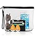 Clear Travel Bag with Heavy Duty Transparent Plastic Pouch, Zipper & Carry Strap - Water Resistant Great for Day Trips, Beach, Pool or Sporting Events. Stands Up for Easy Loading – Black Trim (CTBMSB)