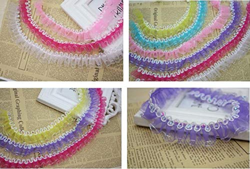 Lace - 40 Meters Pack Pleat Ruffle Lace Trim Fold Mesh Trimming Gauze Ribbon Diy Material - Hospital Baby Leggings Stretch Panties Sweater Wide Under Flowers Slip Pajama Halter Extender Pill - Thumbnail 3