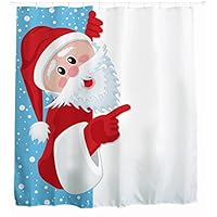 Goodbath Christmas Winter Santa Claus Shower Curtain, Fabric Bathroom Decor Waterproof Bath Curtains, 72 x 72 Inch, White Red and Blue (Santa Claus)