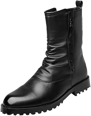 Amazon Awor エンジニアブーツ メンズ ブーツ サイドジッパー メンズブーツ ライダース ミリタリーブーツ トレンド 革靴 外出履き 普段履き バイク靴 レインブーツ マウンテンブーツ くしゅくしゅ 防水 防滑 ワークブーツ シューズ