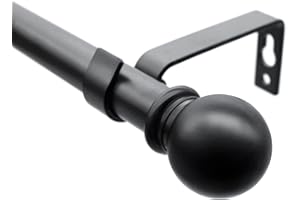 ZTLAB Black Curtain Rods for Windows 32 to 120 inch, 3/4 inch Decorative Curtain Rod Set, Splicing Adjustable Heavy Duty Drapery Rod with Brackets for Bedroom, Livingroom