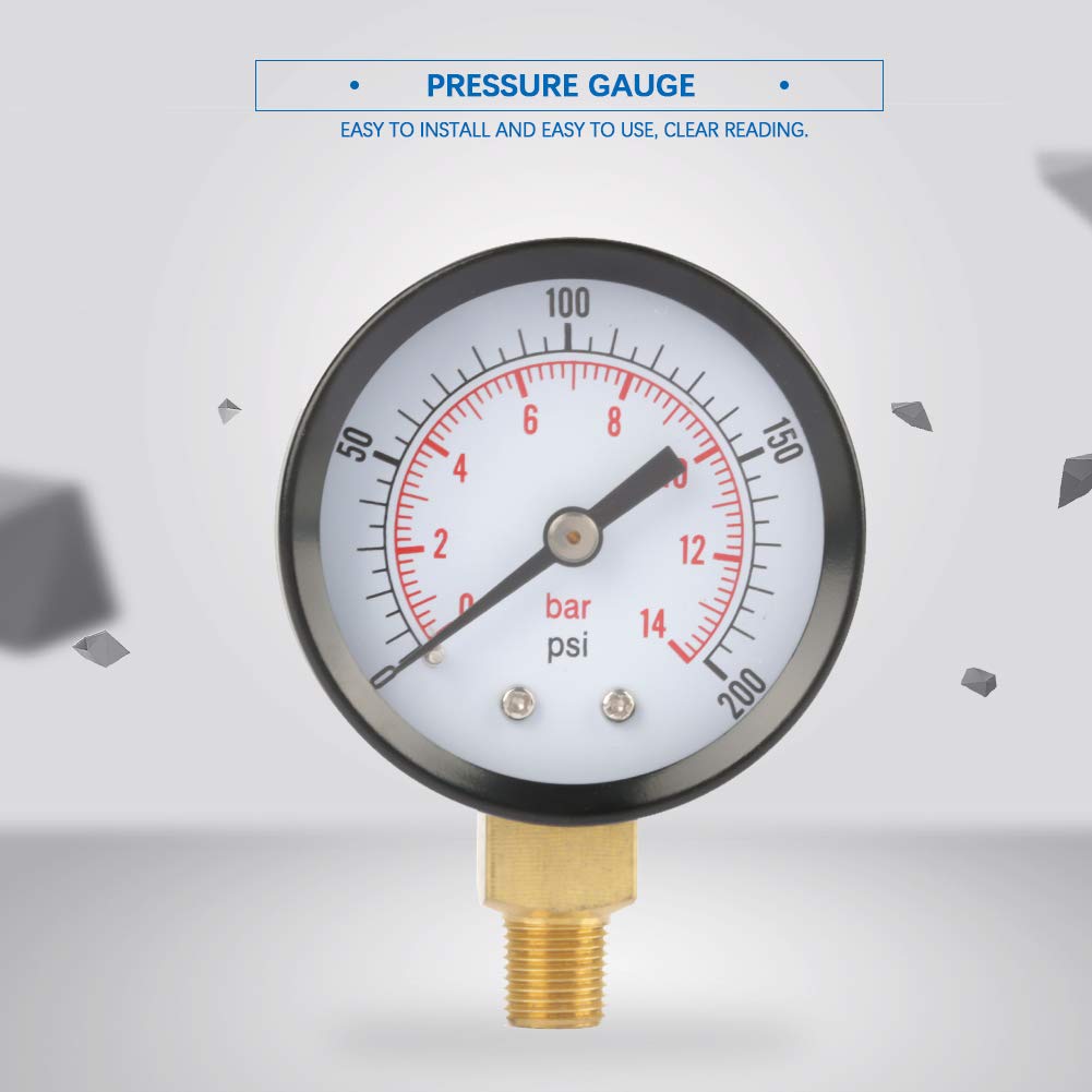NPT Pressure Gauge, Base Entry Oil Pressure Gauge Manometer, Air Tool