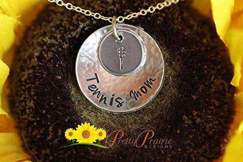 Tennis Mom, Tennis Coach, Tennis Necklace, Tennis Team Gift, Racket Charm, Play Tennis, Tennis Mothers Gift, Handstamped Necklace