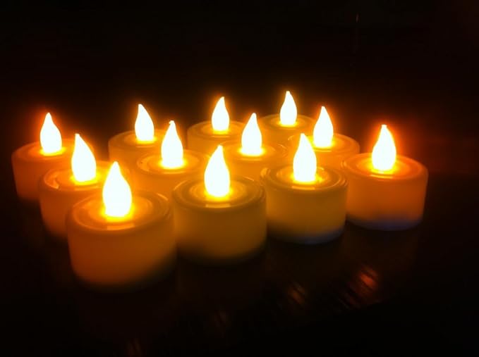 Kytes Tealight LED Diya - (Plastic, Yellow, Set of 12) - A11-12