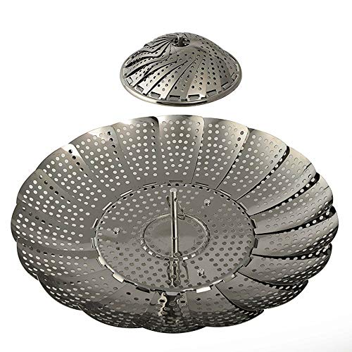 UPZHIJI Steamer Basket Stainless Steel Vegetable Steamer Basket Folding Steamer Insert for Veggie Fish Seafood Cooking, Expandable to Fit Various Size Pot (5.5" to 9")