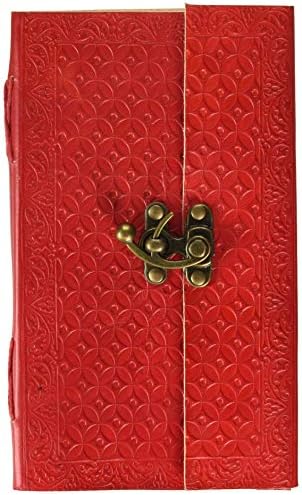 Souvnear eco-friendly day planner, hand-embossed leather, lockable red