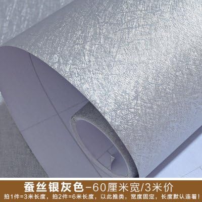 JINZAI Pvc waterproof wallpaper wall self-adhesive backed kitchen bathroom bedroom 3m*0.6m, silk silver gray 60 cm wide /3 rice prices, large