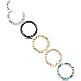 Xpircn 14G 16G 18G 20G Nose Rings Hoops Lip Septum Rings 316L Surgical Steel Tragus Daith Cartilage Earrings for Women Nose Ring Hoop Hinged Segment Ring Nose Piercing Jewelry