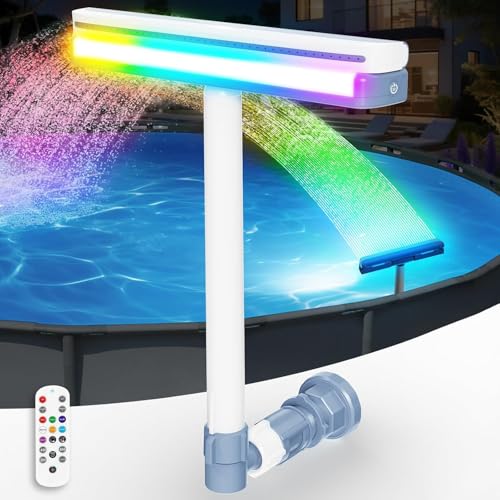 KingSom Pool Fountain with Coloured Lights, Rechargeable Waterfall Pool Fountain with Buttons and Remote Control, 10000 mAh Light Source for Above and Buried Pools, Water Fountain-Violet
