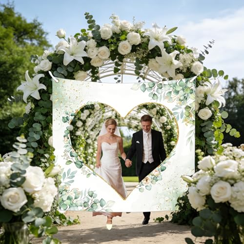 Wedding Heart to Cut Out, Wedding Sheet with 2 Scissors and 10 m Rope, 200 x 180 cm Bed Sheet with Heart, Wedding Games Wedding Decoration Registry Office Decoration Surprise, Wedding Gifts for Bride