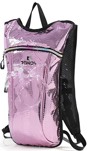 REINOS Hydration Backpack - Light Water Pack - 2L Water Bladder Included for Running, Hiking, Biking, Festivals, Raves (Purple Snake)