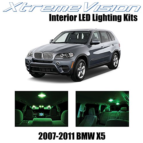 XtremeVision BMW X5 2007-2011 (14 Pieces) Green Premium Interior LED Kit Package + Installation Tool Tool
