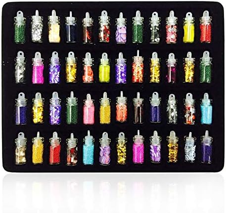 Skyvan 48 Bottles 3D Nail Art Decoration Rhinestones Diamonds Sequins Glitter Metal Crystal Beads Christmas Design Nail Accessories Mix (Small Bottle)