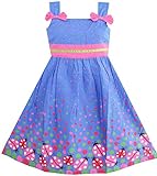 Sunny Fashion Girls Dress Blue Bug Pink Dot