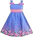 Sunny Fashion Girls Dress Blue Bug Pink Dot Size 4-5