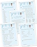 Baby Shower Games for Boys - Set of 5 Activities - (50 Cards Each, 250 Total) - Baby Shower Supplies