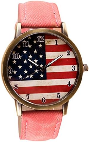 VESNIBA American National Flag pattern Leather Band (Pink)