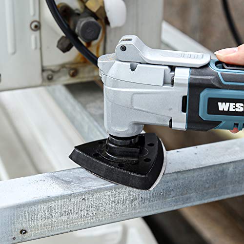 WESCO 20V Cordless Oscillating Tool Kit, 2.0 Ah Oscillating Multi-Tool, 3° Oscillation Angle, 6 Variable Speed 5000~20000 OPM, 16-Piece Universal Accessoriesy Kit for Sanding Cutting/WS2355KU