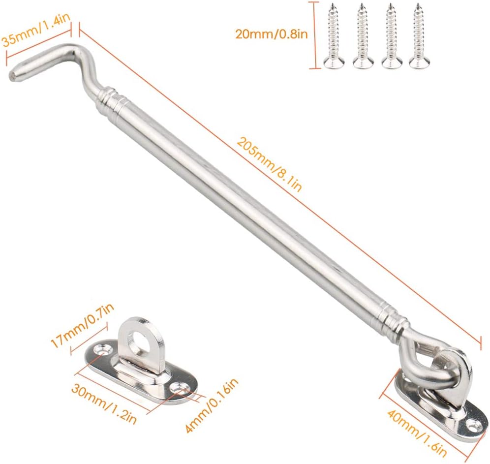 Stainless Steel Cabin Hook, Tiberham Heavy Duty Eye Latch Lock - Image 5
