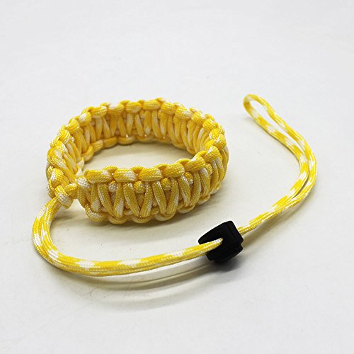 PCTC Adjustable Cannon Sony Nikon Camera Safety Hand Grip Wrist Strap 550 Paracord Bracelet for Digital Camera Mirrorless Compact System DSLR Cameras, Binoculars and Other Hand Held Items yellow+white