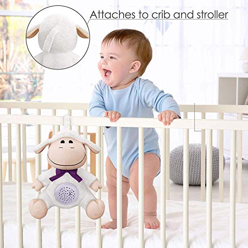 BEREST A11 Baby Sleep Soother Sheep, Lullabies & Shusher White Noise Machine Sound Soother, Nursery Decor Night Light Projector, Toddler Crib Sleep Aid, Baby Shower Gifts Portable Sheep Plush Toy