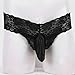 FEESHOW Men's Lace Thongs G String Underwear Crossdress Sissy Pouch Panties (Medium(Waistline:25.0-42.0
