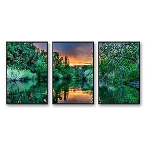 Framed Canvas Wall Art for Living Room, Bedroom Beautiful Nature Norway Landscape Canvas Prints for Modern Home Decoration Ready to Hang - 16"x24"x3 Panels