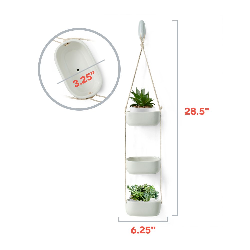 Rectangular Hanging Planter, 3Tier Hanging Plant Pot, Rustic Hanging