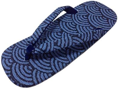 Amazon 日本製 和柄雪駄 ライト底 藍染 青海波 L寸 合成皮革 履物 草履 和柄サンダル セッタ 粋 着物 和装 浴衣 半纏 甚平 作務衣 祭 神輿 太鼓 花火 父の日 誕生日 ギフト プレゼント 下駄 草履
