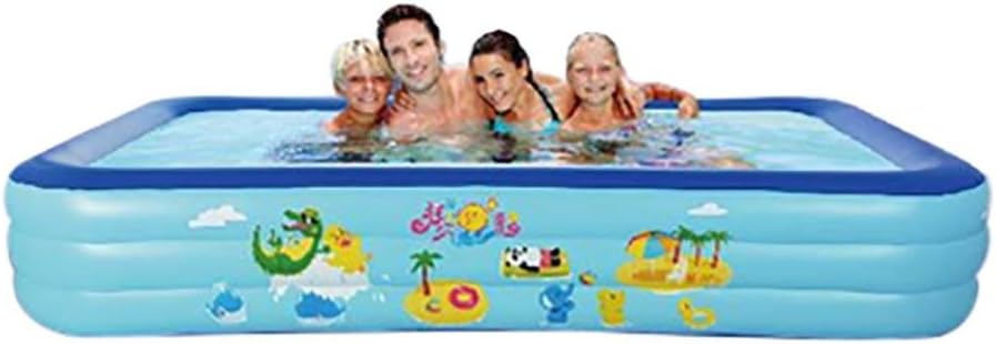 🏊‍♂️Kangrun 3 Colors Portable Swimming Pool Toys Family Large Inflatable Toddler Backyard Blow Up Pools Thicken High Quality PVC Outdoor Pool Toys With Bottom Drain Valve 120*85*35CM (Blue, 1 PCS)