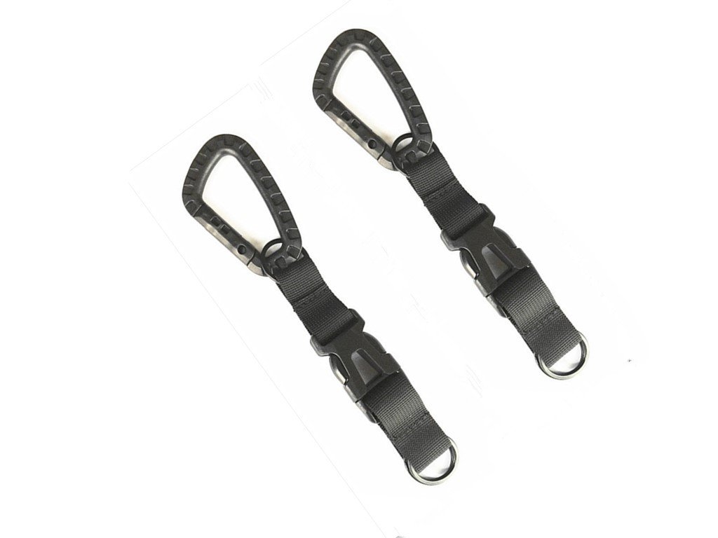 Toasis Tactical Key Ring Holder Gear Keychain Clip Nylon Webbing Quick Release Buckle Molle Bag Attachments, Black-2pcs, Medium