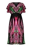 G2 Chic Women's Spring Summer Casual Printed Patterned Stretch Midi Dress