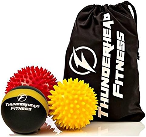 Massage Balls for Trigger Point Therapy, Myofascial Release, Plantar Fasciitis Relief, Muscle Pain, Deep Tissue Neck, Back &amp; Foot Massager - Pressure Points - (2) Spiky Balls &amp; (1) Lacrosse Ball