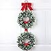 Collections Etc Holiday Christmas Cardinal Holly Double Wreath with Velvet Bow