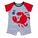Mud Pie Baby Boys Crab Raglan One-Piece Shortall