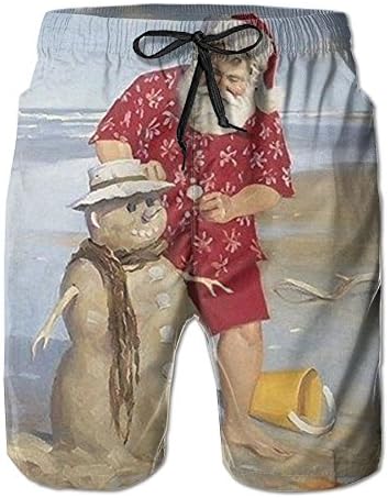 QWSJDG Santa Claus On Vacation Men Shorts Elastic Durable Hot Sale Not Fade Beach Shorts Beach Pants