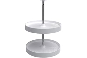 Rev-A-Shelf 18" Full-Circle Dual Tier Lazy Susan Organizer for Upper Corner Wall Cabinets, Plastic Home Rotating Storage Shel