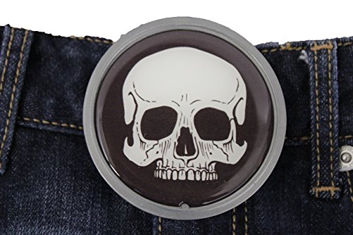 TFJ Men Women Gothic Buckle Punk Biker Silver Metal White Skeleton Skull Pirate