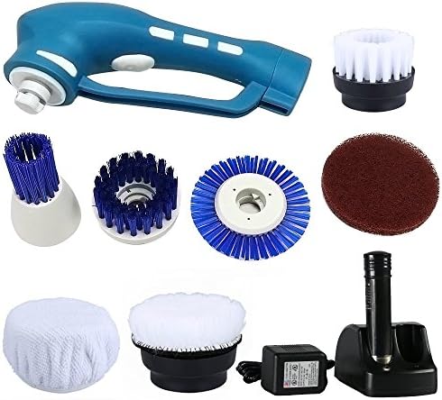 Spin Scrubber, Handheld Cordless Household Power Scrubber - 6 brushes, 1 Scouring Pad and 1 Rechargeable Battery Included, For Kitchen, Bathroom