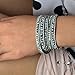 Here Fashion Grey Crystal Faceted Cut Agate Brown Leather Bracelet, 5 Wraps, 4mm/bead